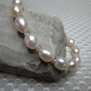 Freshwater Pearl and Zircon Bracelet in Sterling Silver  #3477