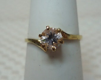 Round Cut Morganite Ring in Solid 10K Yellow Gold  #2362