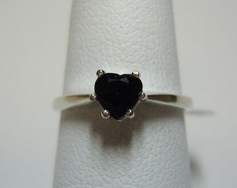Heart Cut Blue Sapphire Ring in Sterling Silver   #1147