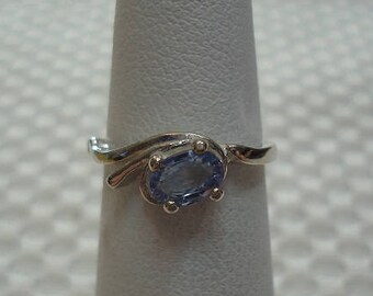 Oval Cut Unheated Tanzanian Blue Sapphire Ring in Sterling Silver  #2022