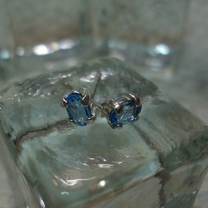 Oval Cut Glacier Blue Topaz Earrings in Sterling Silver  #2247
