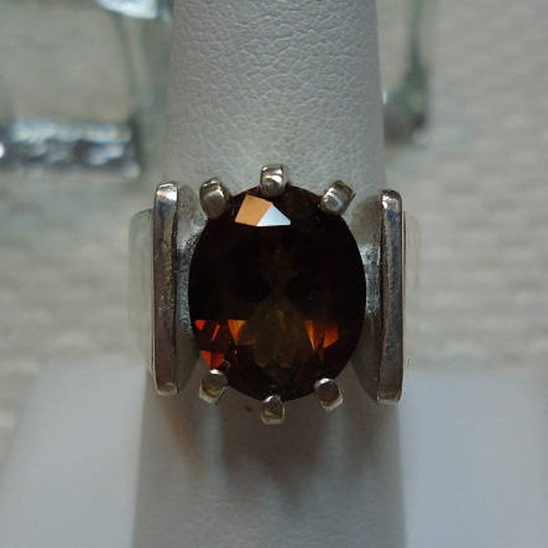 Oval Cut Champagne Topaz Ring in Sterling Silver   #1423