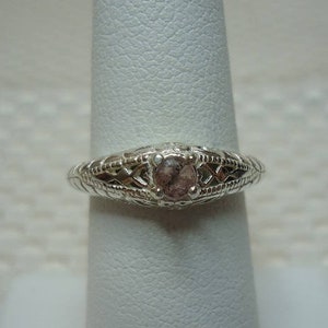 Runder Pink Ceylon Saphir Ring in Sterling Silber - Größe 6.5 #2075