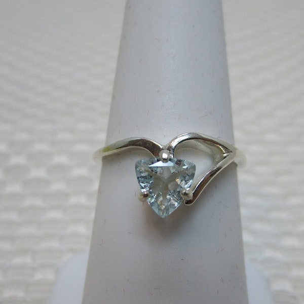 Trillion Cut Aquamarine Ring in Sterling Silver  #2807