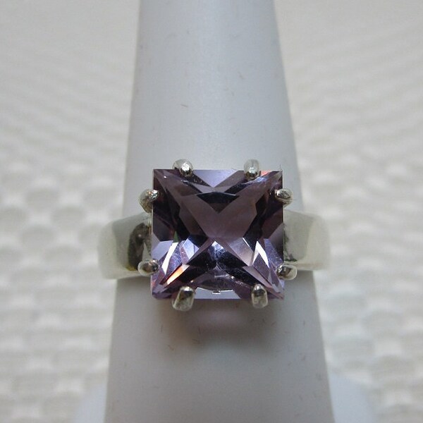 Princess Cut Brazilian Amethyst Ring in Sterling Silver  #2803