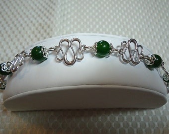 Jade and Sterling Silver Bracelet   1833