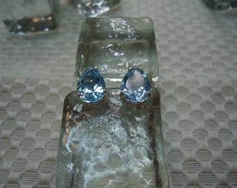 Pear Cut Sky Blue Topaz Earrings in Sterling Silver  #2209