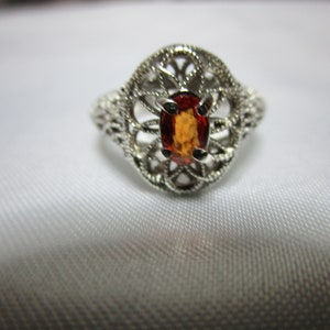 Oval Cut Sapphire Filigree Ring in Sterling Silver - size 7             #3642