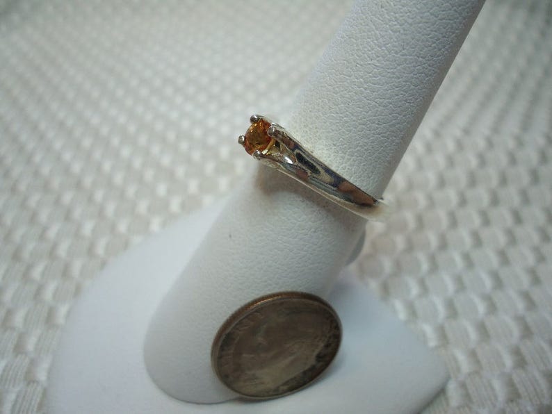 Round Cut Peach Sapphire Ring in Sterling Silver 1959 image 2