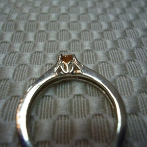 Round Cut Peach Sapphire Ring in Sterling Silver 1959 image 3