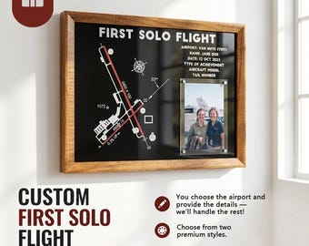 Custom First Solo Flight Airport Map | New Pilot Gift  | 3D Acrylic Runway Map Frame
