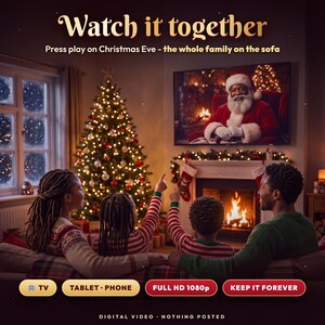 Personalized Black Santa Video Message, Santa Says Your Child's Name, Nice List, North Pole Tour, Christmas Eve Gift, Digital MP4 afbeelding 7