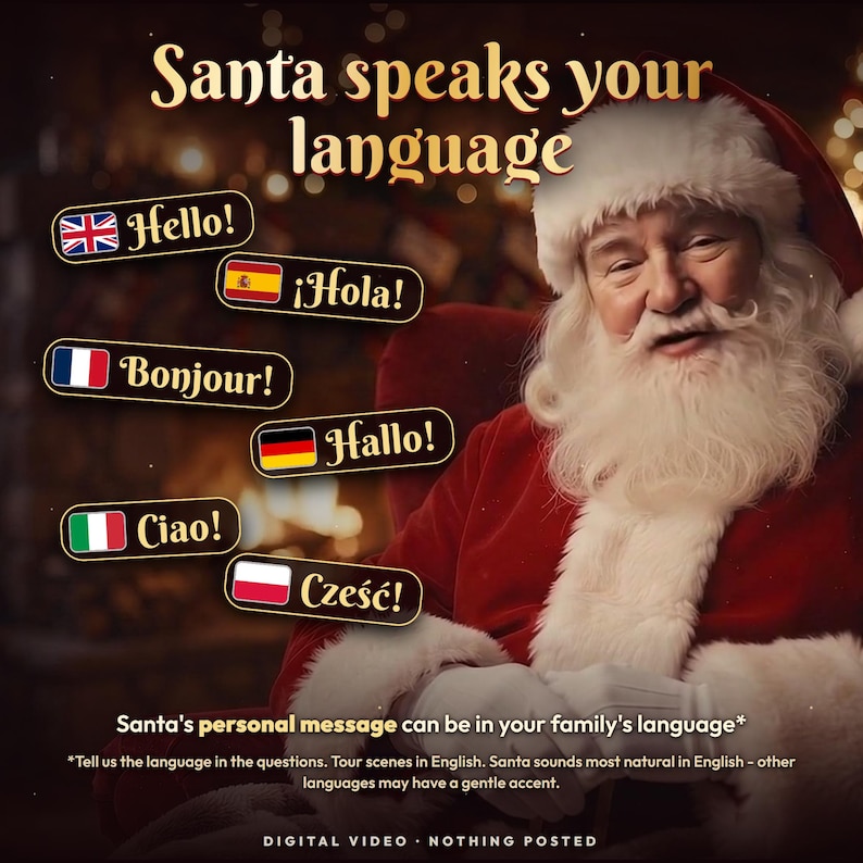 Message vidéo personnalisé du Père Noël, le Père Noël prononce le nom de votre enfant, liste des enfants sages, visite du pôle Nord, cadeau de Noël pour les enfants, fichier MP4 numérique image 8