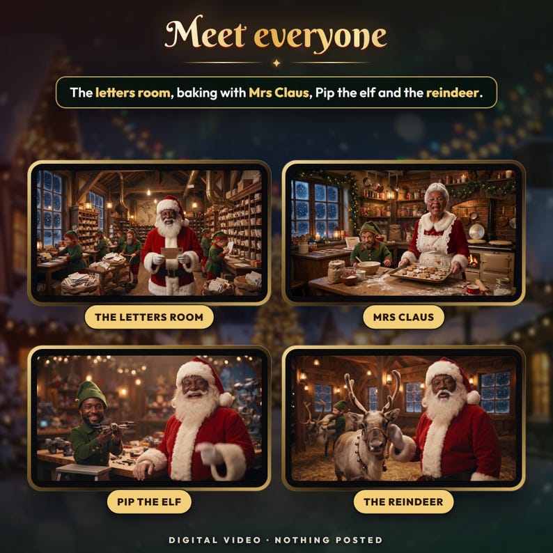 Personalized Black Santa Video Message, Santa Says Your Child's Name, Nice List, North Pole Tour, Christmas Eve Gift, Digital MP4 afbeelding 5
