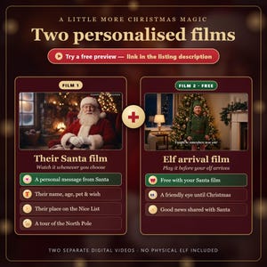 Two personalised films: Santa message plus free elf arrival film