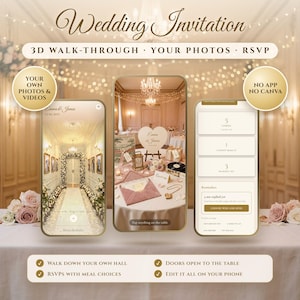 Wedding Invitation, 3D Walk Through Digital Wedding Invite with Your Photos & Videos, RSVP Tracking, Wedding Website, Digital Download