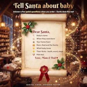 Baby's First Christmas Video from Santa, Personalized Santa Message, Says Baby's Name, Nice List, Keepsake Gift, Digital MP4 image 9
