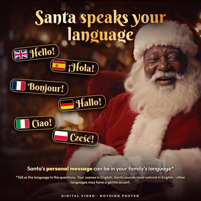 Personalized Black Santa Video Message, Santa Says Your Child's Name, Nice List, North Pole Tour, Christmas Eve Gift, Digital MP4 afbeelding 8