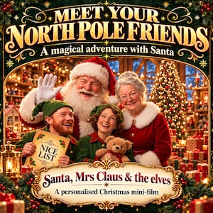 Message vidéo personnalisé du Père Noël, le Père Noël prononce le nom de votre enfant, liste des enfants sages, visite du pôle Nord, cadeau de Noël pour les enfants, fichier MP4 numérique image 10