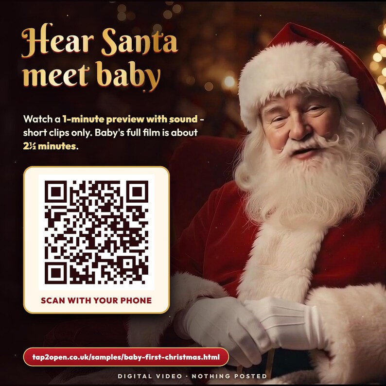 Baby's First Christmas Video from Santa, Personalized Santa Message, Says Baby's Name, Nice List, Keepsake Gift, Digital MP4 image 3
