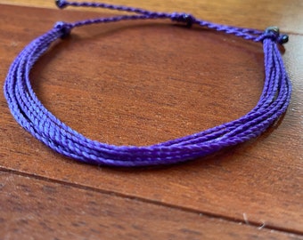 Alzheimer’s Awareness Surfer Waxed Polyester Bracelet; Two varieties available perfect for layering or stacking