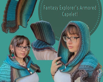 PDF CROCHET PATTERN - Fantasy Explorer’s Armored Capelet