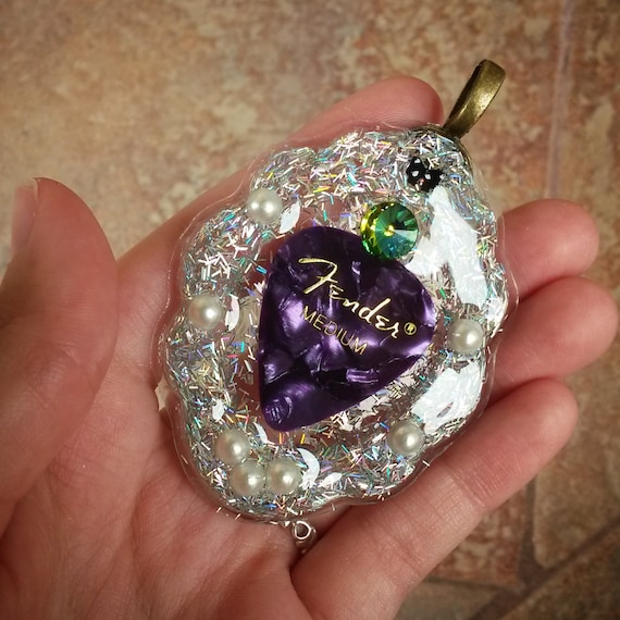 Items similar to Fender Guitar Pick Resin Pendant on Etsy