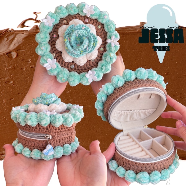 Mint Chocolate Cookie Cake - Zippered Jewelry Storage Box - Ready to Ship