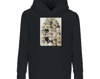KHD005 Dziecięca bluza z kapturem ALVENOIR Neko Cat Art