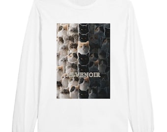 LNT004 ​​​​Unisex ALVENOIR Cat Art T-shirt z długim rękawem