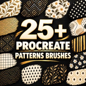 Über 25 Procreate-Pinsel mit Mustern | Blumen-, Geometrie- und Texturpinselset für das iPad