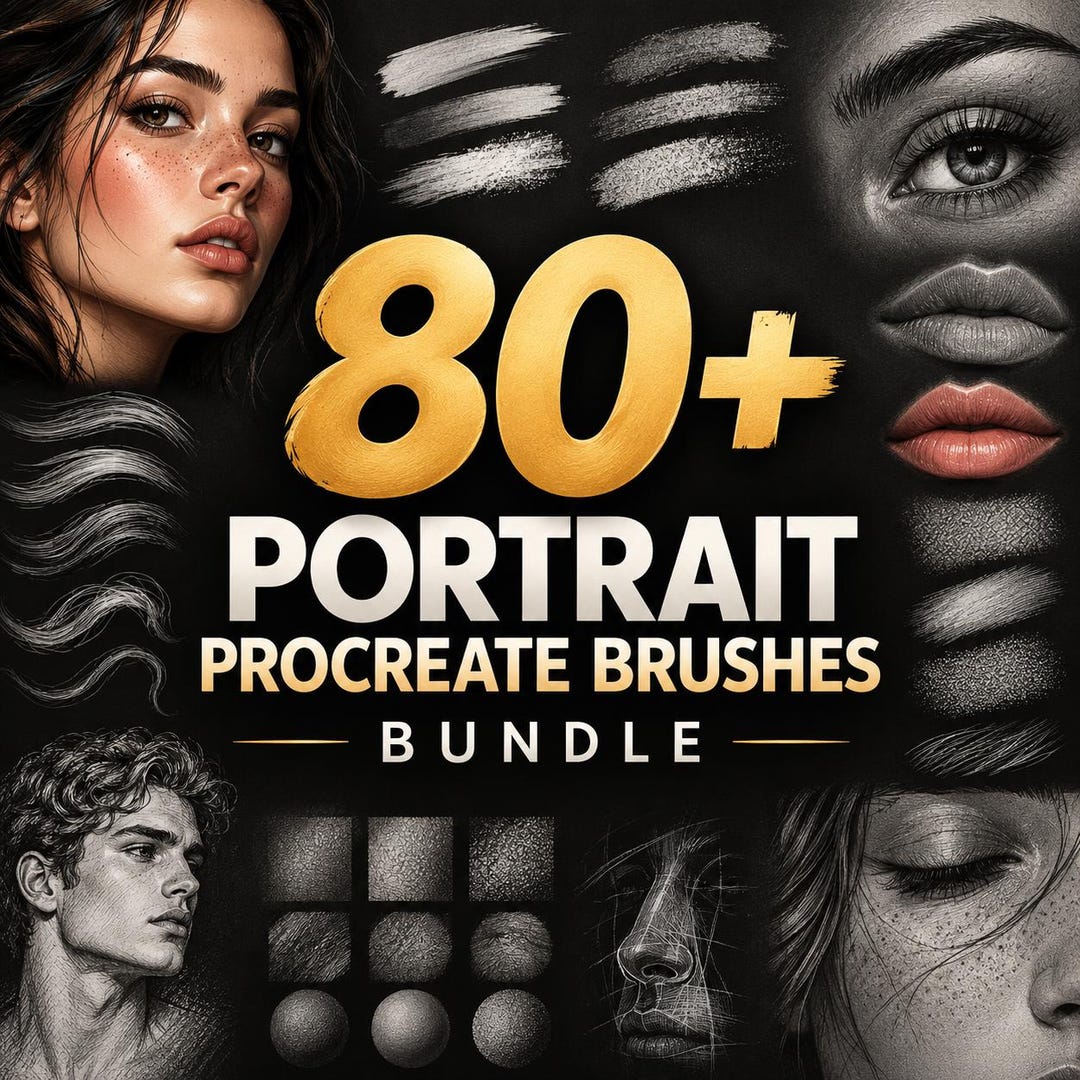 80+ Portrait Procreate Brushes Bundle | Face, Skin, Hair & Figure ...