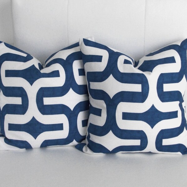 CLOSING SALE - Blue Pillow Covers - Blue Pillow Covers - Navy Blue Pillow Covers for Decorative Pillows - 16x16 Pair