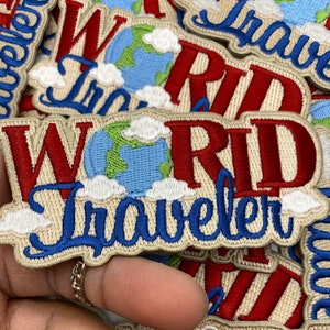 Nowość, naszywka podróżna | Naszywka haftowana „World Traveler”, rozmiar 4&quot;, dla miłośników podróży!