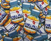 Vintage quot Chill Pill quot 1-pc, Embroidered Patch, Fun Appliques, Iron or Sew On Patches, Cool Patches