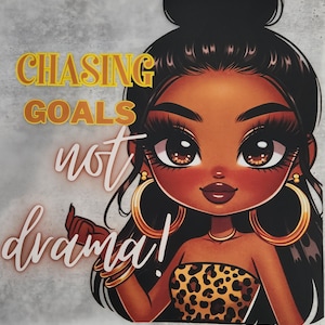 Patch Party Club, 12&quot;, &quot;Chasing Goals Not Drama&quot; (1-pc) Ready to Press, DTF Transfer, Apparel Decorating, DIY Tshirt Sticker, Leopard Print