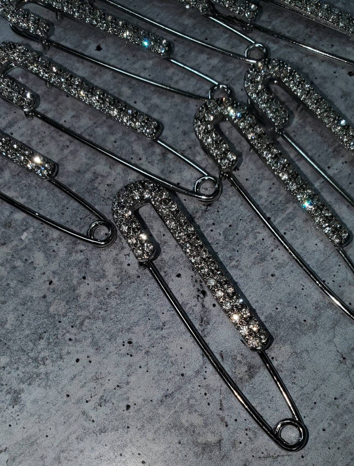 Lot De 10 épingles à Nourrice Décoratives Strass Argenté - Pour Vêtements, écharpes, Chapeaux - Verre Et Fer - 4