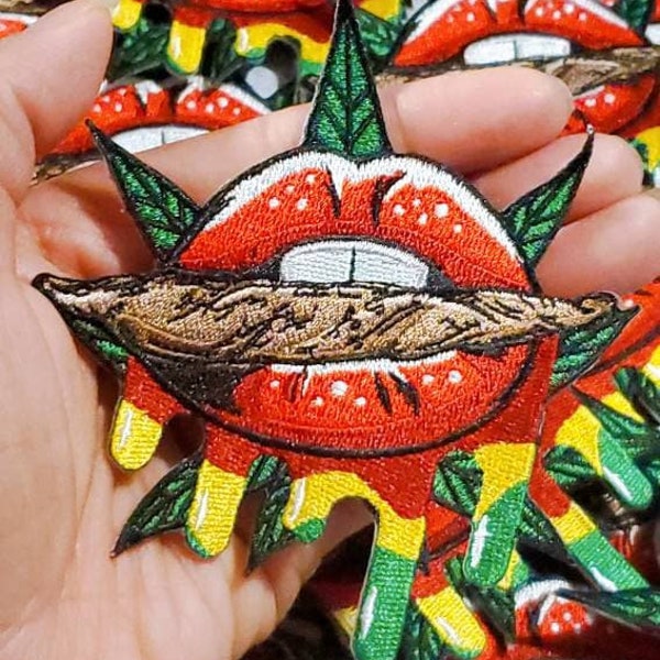 NEW, Limited Edition, "Drippin Ganja" Iron-On Patch, Embroidered Patch Grab Bag, Patches for Weed Lovers, Cannabis Badge, THC, CBD Lovers,3"