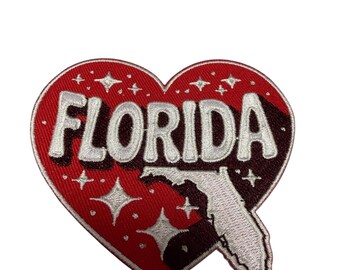 Patch Party Club (1-Pc.) Florida Heart Patch, Embroidered Adhesive Patch, Florida State Pride Patch, FL Souvenir Patch, Travel Patch