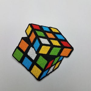 Cool, Embroidered Patch &quot;Square Cube &quot; 3-inch, Iron-on Patch, Cute Patch Badge