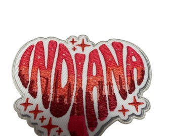 Patch Party Club (1-Pc.) Indiana Heart Patch, Embroidered Adhesive Patch, Indiana Souvenir, State Pride Patch, Travel Patch