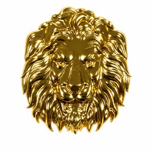 Patch Party Club® Gold Lion Head Brooh, Oversized Statement Brooch, Luxury Fashion Accessory, Gold Metal Lion Brooch, for Blazers, Hats, DIY