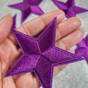 2pc/Deep &quot;Purple&quot; Star Applique Set, Star Patch, 3&quot; inch,  Cool Applique For Clothing, Trucker Hats, Bags, Iron-on Embroidered Patch