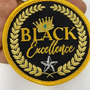 Pro Black &quot;Black Excellence&quot; Popular Patch, 4-inch Circular Iron-on Embroidered Patch; Pro Black Patch, DIY Craft Apparel & Accessories