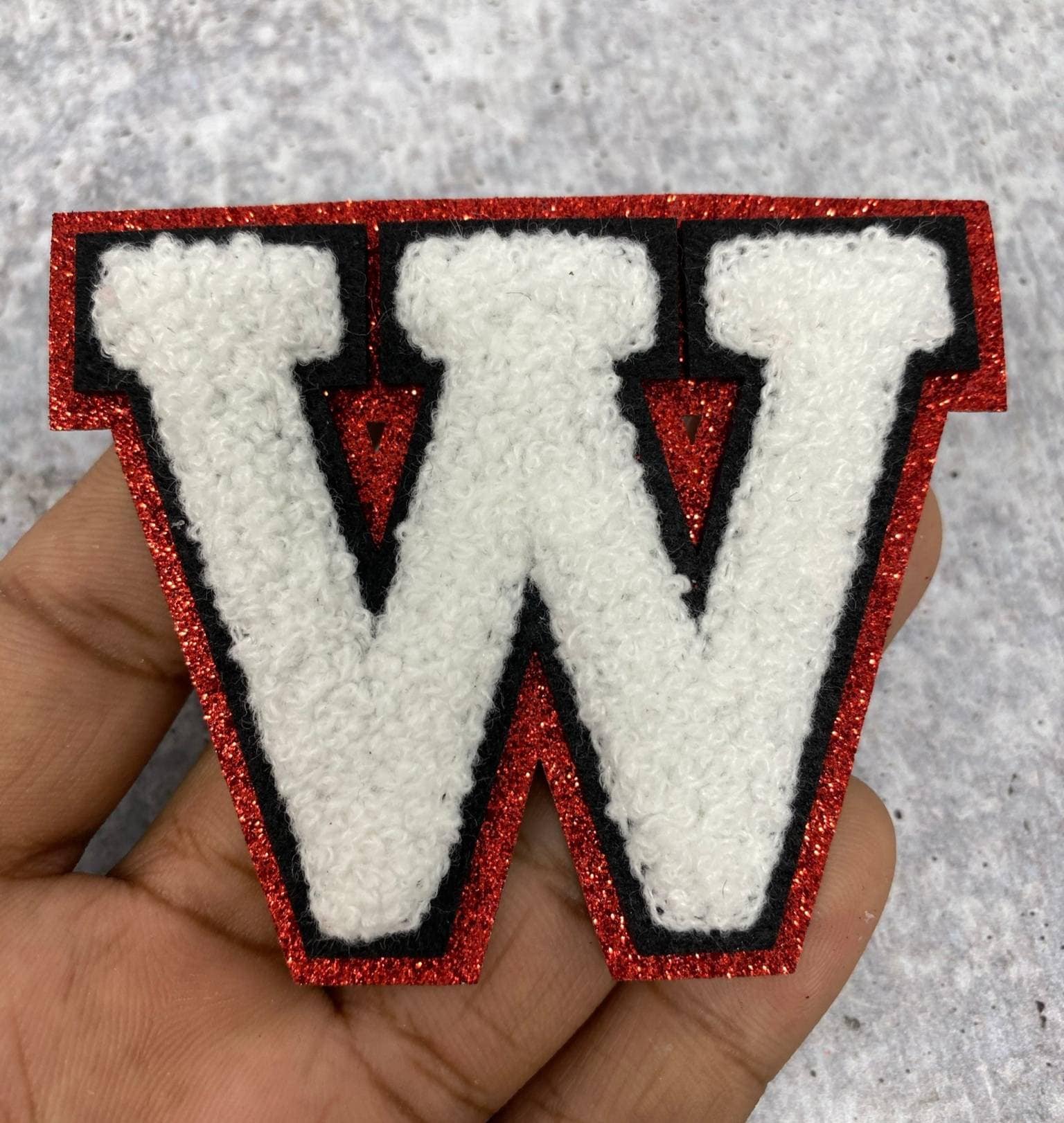 Black C Letter iron on varsity chenille patches - Creo Piece
