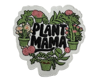 Patch Party Club (1 pièce), « Maman Plante », écusson brodé de 8,9 cm, cadeau pour les amoureux des plantes, applique florale décorative pour plantes d'intérieur.
