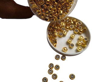 BULK: 6oz Jar "GOLD CUP" Sparkling 8MM "Rhinestone" Rivets w/Pins for Pearl Setting Machine, Easy to Apply, Great For Denim, Clothing Brands