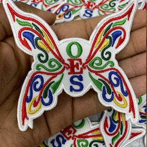 NEW ARRIVAL, Order of The Eastern Star Butterfly, Iron-on Patch, Size 3&quot;, Fraternity Badge, Female Patch DIY Craft Supplies