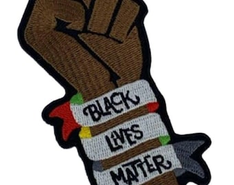 Black Lives Matter Fist, Exclusive Afrocentric Patch, BLM, Size 3", Iron-on Patch, Conscious Gifts, Juneteenth, 100% Embroidered Applique
