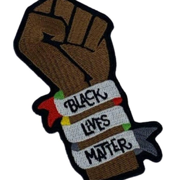 Black Lives Matter Fist, Exclusive Afrocentric Patch, BLM, Size 3", Iron-on Patch, Conscious Gifts, Juneteenth, 100% Embroidered Applique